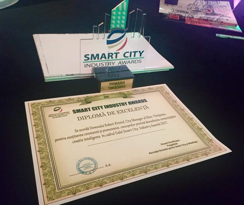 Primăria Timișoara, premiu de excelență pentru interesul față de proiectele Smart City