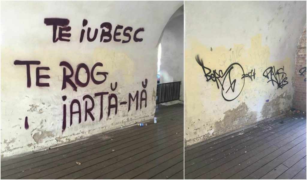 Mesajele de dragoste scrise pe pereți costă mult, înainte de Valentine’s Day, la Timișoara