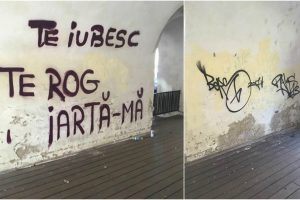 Mesajele de dragoste scrise pe pereți costă mult, înainte de Valentine’s Day, la Timișoara