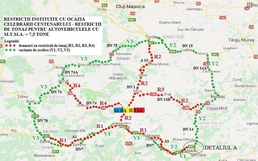 CNAIR impune restricţii de tonaj în zona Alba Iulia de Ziua Naţională