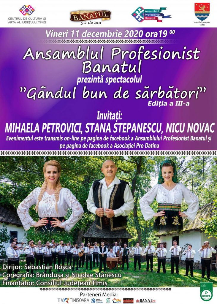 Mihaela Petrovici, Stana Stepanescu și Nicu Novac aduc „Gândul bun de sărbători” în casele bănățenilor