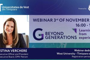 Christina Verchere, CEO OMV Petrom, a deschis seria de toamnă a conferințelor „Beyond Generations – Learning from experience” la UVT