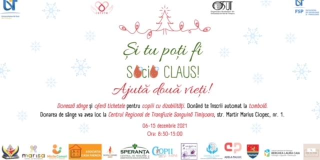 UVT organizează evenimentul caritabil destinat strângerii de fonduri pentru copiii cu dizabilități: „Și tu poți fi Socio Claus”